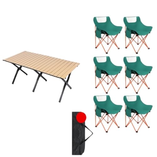 Biijuk Picknicktisch Outdoor-Klapptisch Und Stuhl-Set, Eierrollentisch Aus Titanstahl, Tragbarer Camping-Picknicktisch Und Stühle Campingtische (Color : K, Size : B) von Biijuk