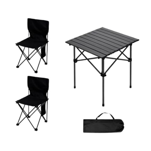 Picknicktisch Tragbarer Outdoor-Klapptisch Und Stühle for Freizeit-Picknick, Multifunktionales Reisetisch- Und Stühle-Set Campingtische (Color : Black, Size : D) von Biijuk