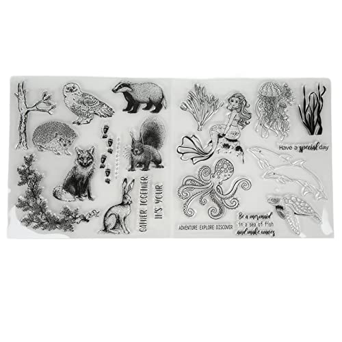2 Stück Transparente Stempel Blume Tier Klare Stempel für Kartenherstellung Basteln Dekoration und Album Tagebuch DIY Scrapbooking von Biitfuu