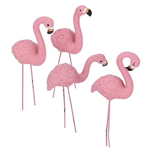 Biitfuu 4-teilige Flamingo-Gartenstatue Pink Flamingo Yard Dekorationen für Terrasse Rasen Gartendekorationen von Biitfuu