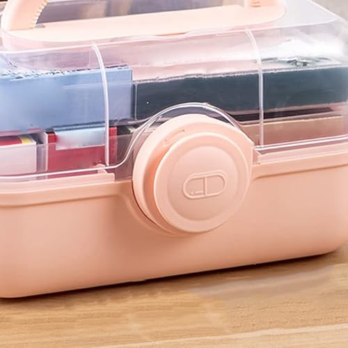 Biitfuu Haushaltskaststoff -Multi -Layer Medizin Speicherbox mit Transparentem Deckel für Zuhause, Büro, Schlafsaal für Einfache Medizinorganisation und Lager (Rosa (mittel)) von Biitfuu