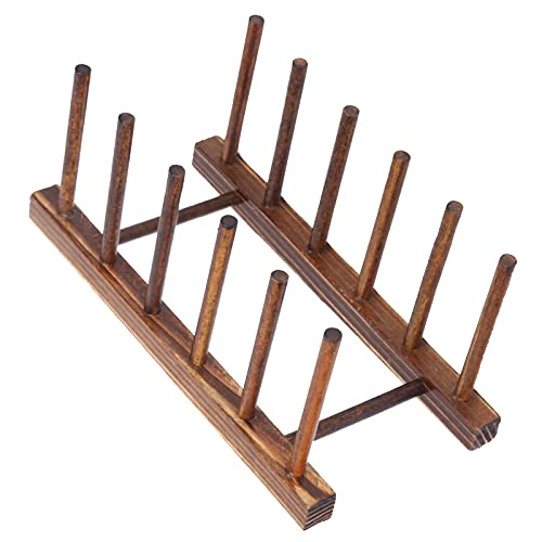 Biitfuu Holztellerhalter Holztellerregal 4/6 Säule für Tellerschüssel Tasse Heimaufbewahrungsschrank(9.1 x 4.5 x 4.1in) von Biitfuu