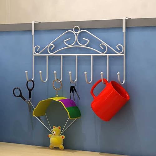 Biitfuu Über Dem Tür Haken Rack Praktische 7 Haken Türhänger Organizer für Handtaschen mit Handtaschen, Geeignet für Schlafzimmer Badezimmer Organisation (WHITE) von Biitfuu