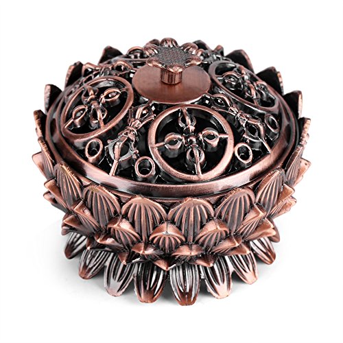 Vintage Lotus Räuchergefäß, chinesische Buddha Feng Shui kleine Räuchergefäß, Legierung Stehen Figur Räuchergefäß von Biitfuu