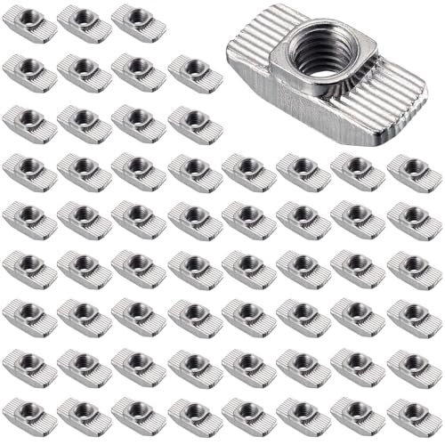 Bikasun 60 Stück Hammerkopfmutter, M6 Gewinde 3030 Profil Nutensteine Kohlenstoffstahl T-Slot Nutmuttern T Nut Muttern Hammermutter Nut für Aluminiumprofil Extrusionsschlitz, EU30-M6 von Bikasun