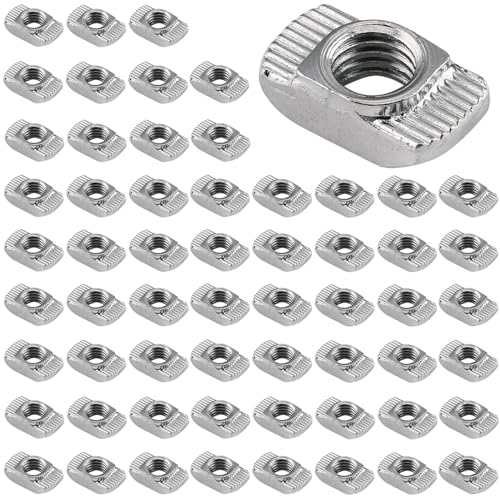 Bikasun 60 Stück Hammerkopfmutter, M8 Gewinde 4040 Profil Nutensteine Kohlenstoffstahl T-Slot Nutmuttern T Nut Muttern Hammermutter Nut für Aluminiumprofil Extrusionsschlitz, EU40-M8 von Bikasun