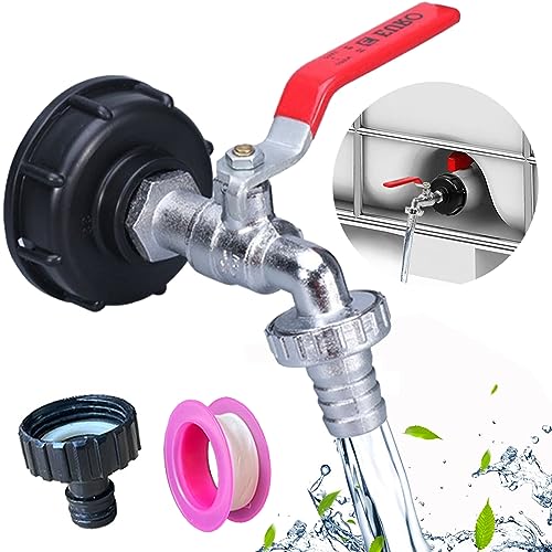 Bikasun IBC Auslaufhahn, 1000L Wassertank Wasserhahn aus Legierung Kugelhahn mit 3/4 Zoll Anschluss IBC Adapter für Wassertank Wasserhahn, Regenwassertank IBC Tank Zubehör von Bikasun
