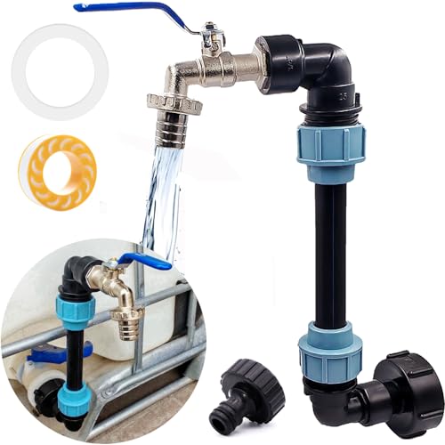 IBC Schwanenhals 3/4" Auslaufhahn, IBC Tank Schwanenhals S60x6 3/4 Zoll Wasserhahn Absperrhahn IBC Adapter, Regenfass Auslaufhahn IBC Zubehör für Regenwassertank Wasserfaß Wassertank von Bikasun