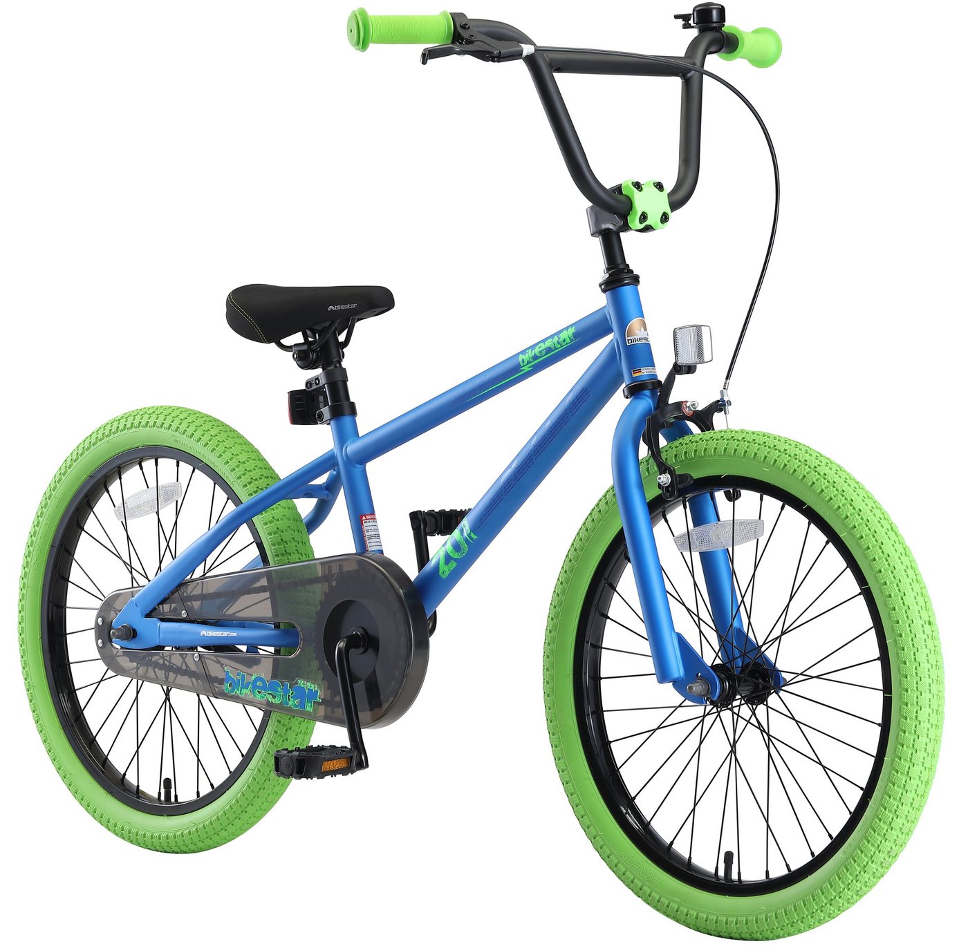 Bikestar Kinderfahrrad BMX, 20 Zoll, ab 116 cm, 6 - 9 Jahre, Jungen, Mädchen, 1 Gang, Handbremse, Rücktrittbremse, Kettenschutz, Höhenverstellbar von Bikestar
