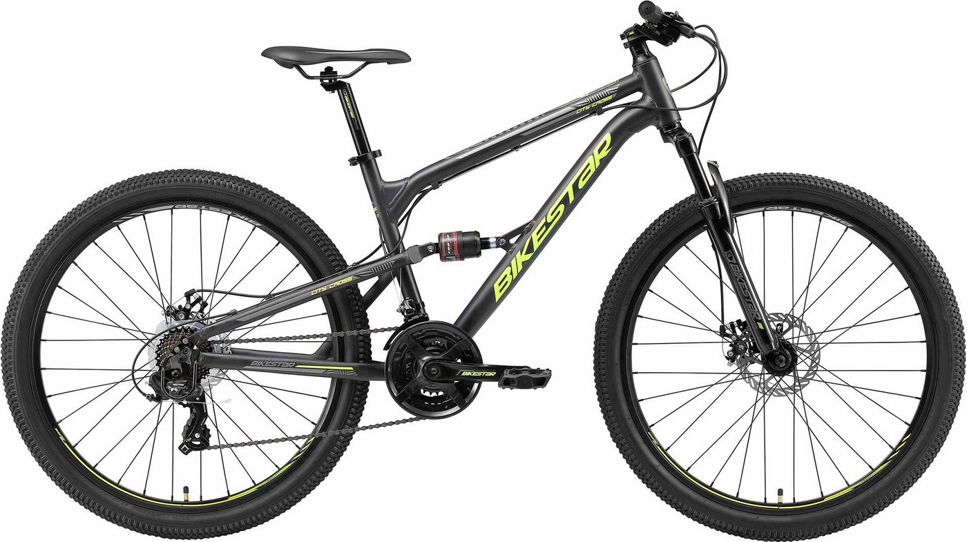 Bikestar Mountainbike, 21 Gang Shimano RD-TY300 Schaltwerk, Kettenschaltung, für Damen und Herren, Kettenschaltung von Bikestar