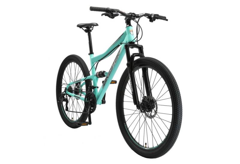 Bikestar Mountainbike 27.5 Zoll, ab 160 cm, Damen, Herren, 21 Gang Shimano Tourney RD-TY300 Schaltwerk, Kettenschaltung, Scheibenbremse, Rahmen 43 cm, Vollgefedert von Bikestar
