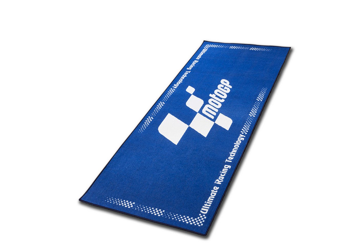 Biketek Designteppich BikeTek Motorradteppich Moto GP Logo Blau Weiß von Biketek