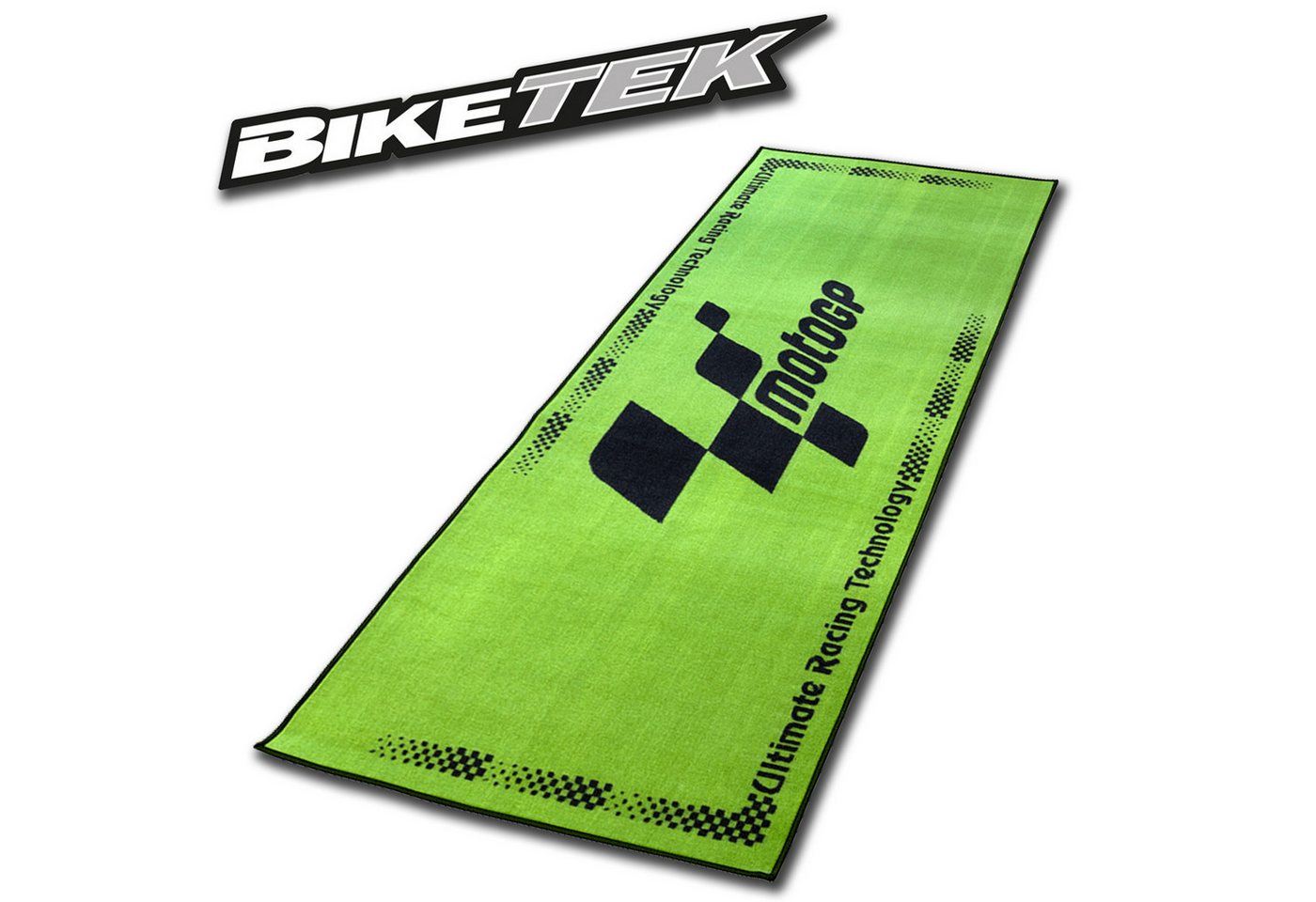 Biketek Designteppich BikeTek Motorradteppich Moto GP Logo Grün Schwarz von Biketek