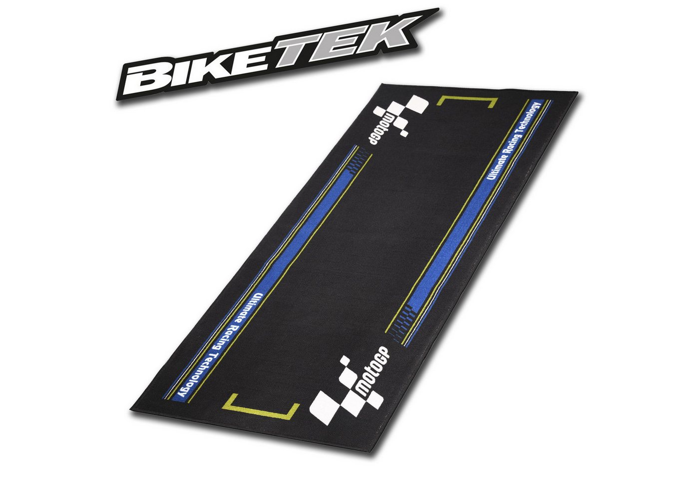 Biketek Designteppich BikeTek Motorradteppich Moto GP Starting Grid schwarz blau von Biketek