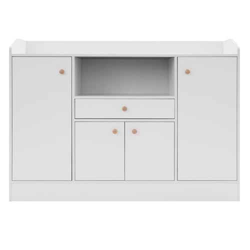 Biknltio Kommode, Aufbewahrungsschrank, 110 x 30 x 80 cm (warmweiß) von Biknltio