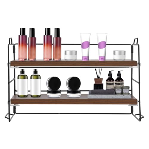 Biknltio Schreibtisch-Organizer mit 2 Ebenen, Schwarz + Braun, 37 x 16,5 x 24 cm von Biknltio