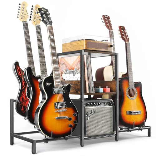 Bikoney Gitarrenständer 5-stöckig für Akustik, E-Gitarre, Bass, Gitarrenständer-Halterung, Bodenverstellbar für mehrere Gitarren, Gitarrenverstärker-Zubehör Bikoney Gitarrenständer 5-stöckig für Akustik, E-Gitarre, Bass, Gitarrenständer-Halterung, Bodenverstellbar für mehrere Gitarren, Gitarrenverstärker-Zubehör von Bikoney