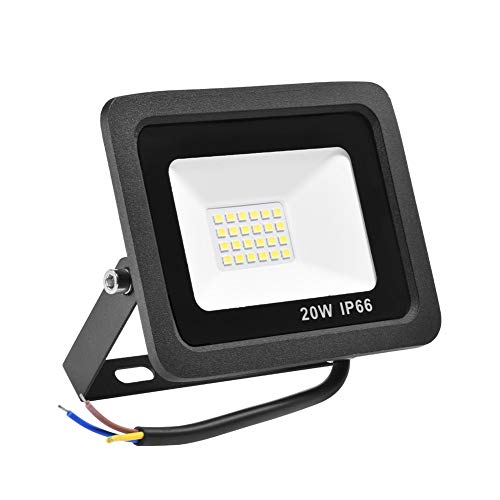 Bikuer 20W Kaltes Weiß LED Strahler, 1400LM Superhell 220V LED Fluter Flutlicht Außenstrahler, IP66 Wasserfest 6000K Tageslichtweiß, Ideale Wandleuchte Außenbeleuchtung für Garten, Garage, Hotel ect. von Bikuer