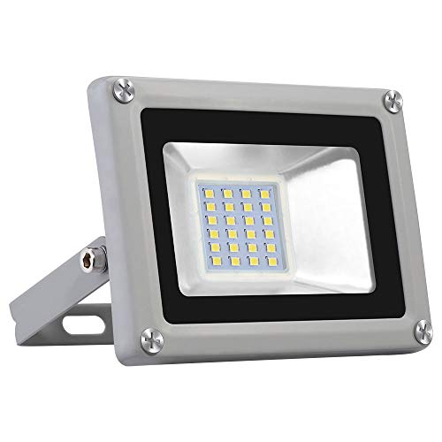 Bikuer 20W Kaltes Weiß LED Strahler, LED Scheiwerfer Superhell 2000LM Strahler Außen 6500K Kaltweiß Fluter IP65 Wasserdicht Flutlicht Außenstrahler für Sportplatz Garage Garten Hinterhof von Bikuer
