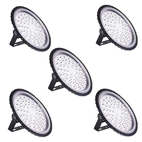 Bikuer LED Industrielampe 200W 5 Stück, LED Hallenleuchte Industrial Hallenbeleuchtung Werkstattbeleuchtung Kronleuchter, Abstrahlwinkel 120° Kaltweiß 6000-6500K von Bikuer