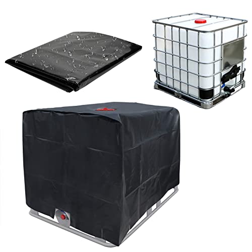 IBC Tank Abdeckung, Abdeckplane für Wassertank 1000L, IBC Container , Abdeckplane Schutzhülle Schutzhaube Schutzplane Geeignet für IBC-Tank Behälter Container Regenwassertank (Schwarz) von Bikuer
