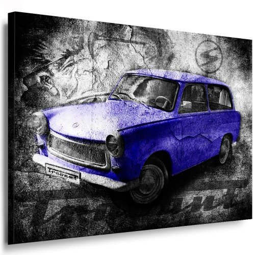 Trabant Blau Kunstdruck Leinwandbild 100x70cm / Leinwandbild fertig auf Keilrahmen - Kunstdrucke, Nr.77995574210 Leinwandbilder,Bilder, Poster, Gemälde, Pop Art Deko Kunst Bilder von Bild auf Leinwand Kunstdruck