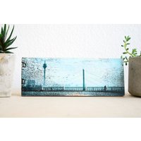 Düsseldorf Altstadt Schlüsselbrett Upcycling Weinkistenbrett von BildArt