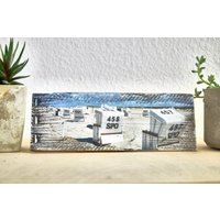 Sankt Peter Ording Strandkörbe Schlüsselbrett Upcycling Weinkistenbrett Handmade von BildArt