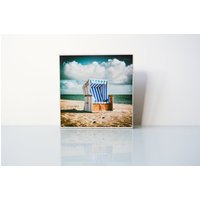 Sylt Insel Maritim Meer Strand Strandkorb Foto Auf Holz, Im Quadrat, 13 X cm von BildArt
