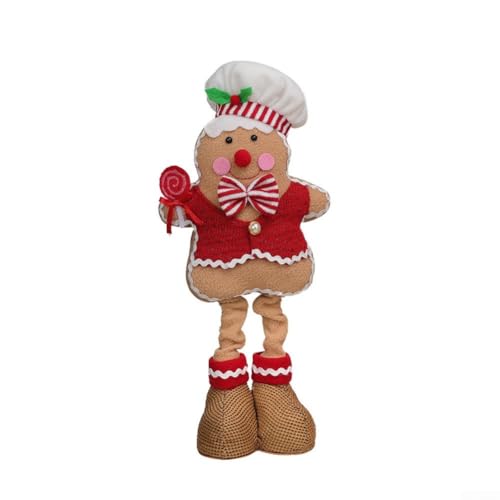 16,5 Zoll Weihnachten Teleskop Plüsch Cookie Man Figur mit verstellbaren Beinen, Festliche Konditorei Puppe Ornament für Ferienhaus Dekorationen auf Tisch, Fensterbank, Kamin (Junge) von BildeeMait