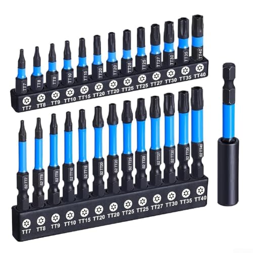21-teiliges Schlagbohrer-Set für Torx-Bit-Set für Schraubendreher mit Stahllegierungs-Bits, Magnethalter, Torsionszonen-Design, strapazierfähig, manipulationssicher, für Torx-Treiber-Werkzeugsatz 21-teiliges Schlagbohrer-Set für Torx-Bit-Set für Schraubendreher mit Stahllegierungs-Bits, Magnethalter, Torsionszonen-Design, strapazierfähig, manipulationssicher, für Torx-Treiber-Werkzeugsatz von BildeeMait