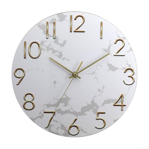 30,5 cm runde Wanduhr mit Marmormuster, geräuschlos, nicht tickende Uhr für Wohnzimmer, Schlafzimmer, dreidimensionale Charaktere, stille, moderne Wanduhr 30,5 cm runde Wanduhr mit Marmormuster, geräuschlos, nicht tickende Uhr für Wohnzimmer, Schlafzimmer, dreidimensionale Charaktere, stille, moderne Wanduhr von BildeeMait