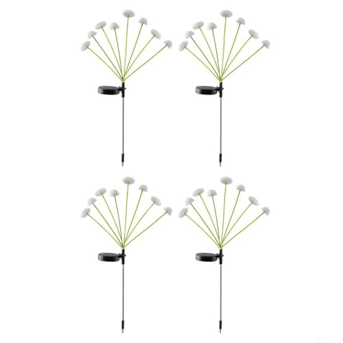 BildeeMait 32 LED Solar Garten Fliegenpilz Lichter Wasserdicht Outdoor Fee Glühwürmchen Dekor schwankende Lichterkette für Terrasse Hof Hochzeit Urlaub Dekoration Set von 4 (8 warme Lichter) von BildeeMait