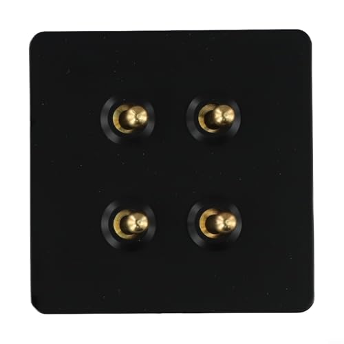 BildeeMait 86 Typ Edelstahl Wand-Kipp-Lichtschalter, 1-Wege-2-Wege-Messing-Hebel, 86 x 86 mm, schwarzes Panel für Zuhause, Büro, Hotel, Innenbeleuchtung, Steuerung (4-Gang) von BildeeMait