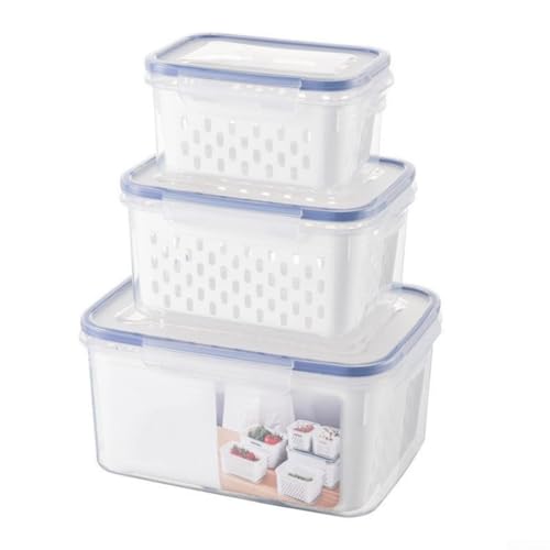 BildeeMait Abtropfbarer Aufbewahrungsbehälter für die Küche, mit sicherem Verschlussdeckel, Mehrzweck-Lebensmittel-Organizer für Obst, Gemüse und Produkte im Kühlschrank oder Schrank, kompakte Größe BildeeMait Abtropfbarer Aufbewahrungsbehälter für die Küche, mit sicherem Verschlussdeckel, Mehrzweck-Lebensmittel-Organizer für Obst, Gemüse und Produkte im Kühlschrank oder Schrank, kompakte Größe von BildeeMait