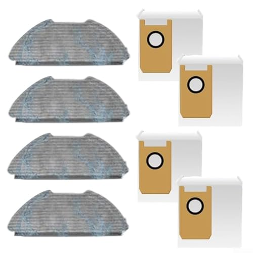 BildeeMait Ersatzteile Zubehör für Airrobo GT21 Roboter Staubsauger Mop Roboter 4 Wischpad 4 Staubbeutel (8 Pack) Wischtuch Staubbeutel Kit von BildeeMait