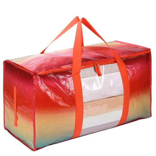 BildeeMait Extra große SAnd Aufbewahrungstaschen, wiederverwendbare Umzugstaschen mit stabilen Reißverschlüssen und Griffen für Umzüge für Kleidung, Bettdecken, Decken, Bettwäsche (orange) von BildeeMait