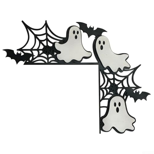 BildeeMait Halloween Kürbis Hexe Holz Tür Ecke Dekoration Gruselige Jahreszeit Holzdekoration für Outdoor Halloween Wanddekoration (The Ghosts) von BildeeMait