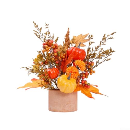 BildeeMait Halloween Simulation Kürbis Reisohren Topfpflanze Herbst Ernte Festival Ornamente Herbst Home Decor Saisonale Tischplatte Mittelstück Indoor Outdoor Dekorationen 29 cm (Orange) von BildeeMait