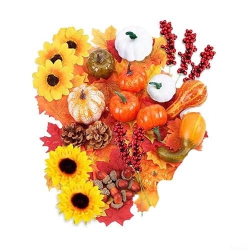 BildeeMait Herbst-Heimdekor-Set, 96-teilig, künstliche Mini-Kürbisse mit Ahornblättern, Tannenzapfen und Beerenstielen für Herbst, Erntedankfest, Tischdekoration BildeeMait Herbst-Heimdekor-Set, 96-teilig, künstliche Mini-Kürbisse mit Ahornblättern, Tannenzapfen und Beerenstielen für Herbst, Erntedankfest, Tischdekoration von BildeeMait