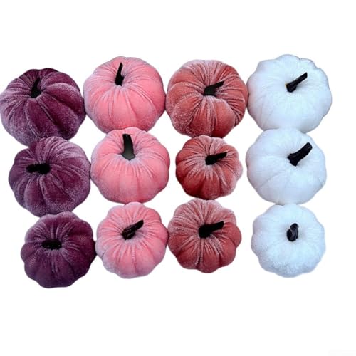 BildeeMait Künstliche Samtkürbisse 12er Set für Herbstdeko, kleine Flanellkürbisse in Rosa und Weiß mit goldenen Stielen für Halloween, Thanksgiving Tisch, Hochzeit BildeeMait Künstliche Samtkürbisse 12er Set für Herbstdeko, kleine Flanellkürbisse in Rosa und Weiß mit goldenen Stielen für Halloween, Thanksgiving Tisch, Hochzeit von BildeeMait