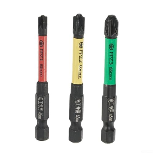 BildeeMait Magnetische Schlitz-Schraubendreher-Bits FPZ1 FPZ2 FPZ3 HRC63 für Elektriker, Steckdosenschalter, Luftschalter, Leistungsschalter, Wartung, 3 Stück von BildeeMait