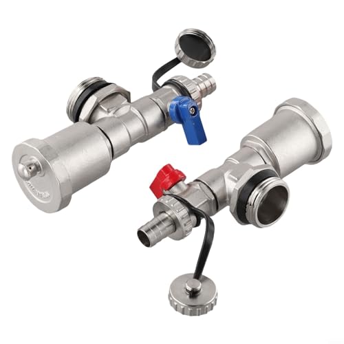 BildeeMait Messing-Heizsystem-Verteiler G1 DN25 mit automatischem Entlüfter und Ablasshähnen für effiziente Stromkreisregelung, temperaturbeständig (rot + blau) von BildeeMait