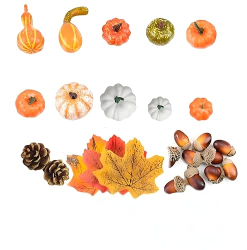 BildeeMait Mini-Kürbis-Herbst-Dekor-Set, 86-teilig, mit Ahornblättern, Tannenzapfen für Thanksgiving, Halloween, Ernte, Festival, Innen- und Außenbereich, saisonale Hausgartendekoration BildeeMait Mini-Kürbis-Herbst-Dekor-Set, 86-teilig, mit Ahornblättern, Tannenzapfen für Thanksgiving, Halloween, Ernte, Festival, Innen- und Außenbereich, saisonale Hausgartendekoration von BildeeMait