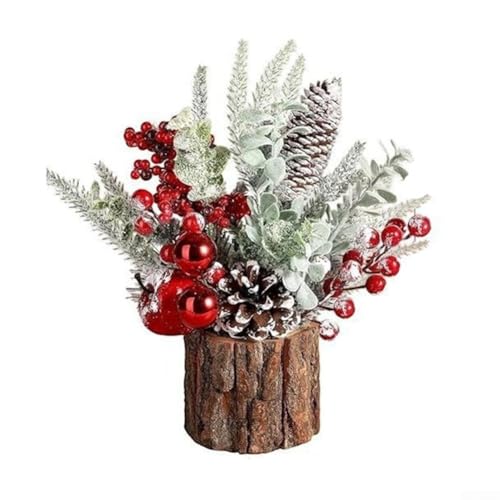 BildeeMait Realistische PE-Rinde Effekt DIY Desktop Weihnachtsbaum Ornament, künstliche Mini-Tischplatte Urlaub Dekoration für Zuhause oder Büro, Weihnachtsdekoration für festliche Feiern (A) von BildeeMait