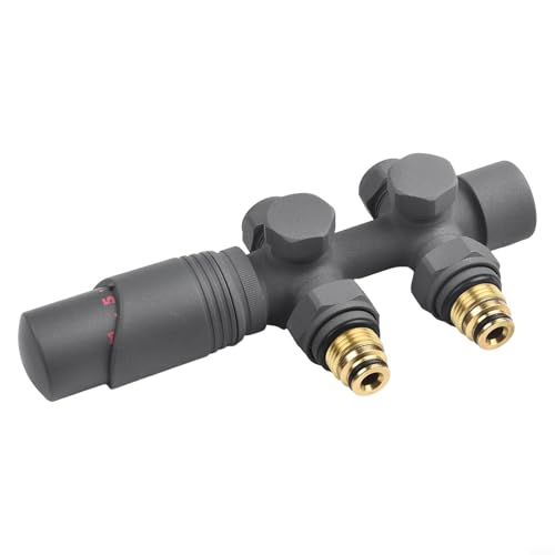 BildeeMait Thermostat-Heizkörperventil für beheizten Handtuchhalter, Badezimmer-Temperaturregelung mit Sensorskala 7 °C - 28 °C (Anthrazit) von BildeeMait