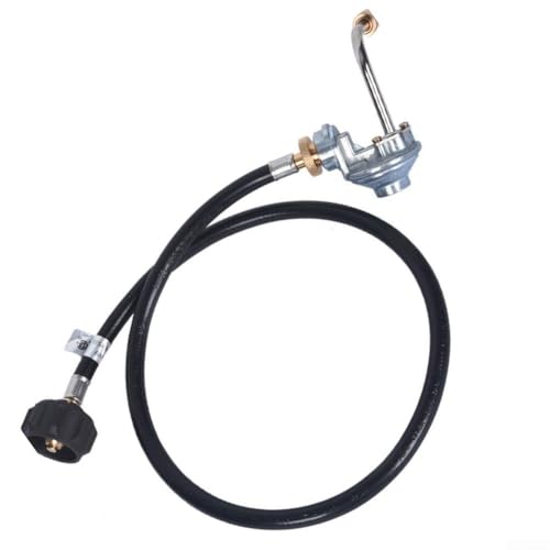 BildeeMait Tragbarer Propangas-Druckregler, 0,5 kg Zylinder, kompatibles BBQ-Grill-Druckreduzierventil mit 1,2 m/1,8 m Rohr für Outdoor-Kochen (Steuerventil + 1,8 m) von BildeeMait