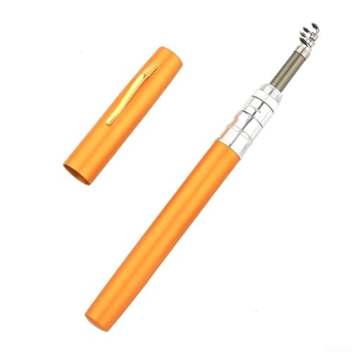 BildeeMait Ultraleichte Teleskop-Angelrute, tragbar, Stift-Stil, Mini-Taschen-Angelrute, 1 m, Aluminiumlegierung, kompakte Reiserute für Süß- und Salzwasserangeln (gelb) von BildeeMait