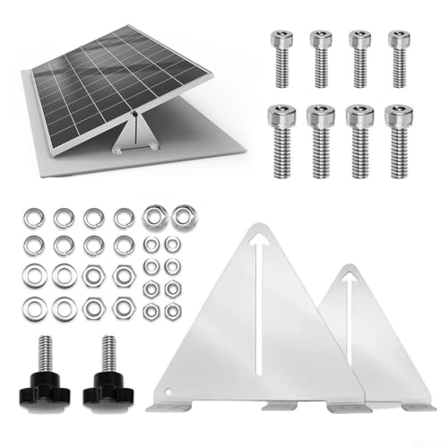 BildeeMait Verstellbare, neigbare Solarmodul-Halterungen, 220 mm hoch, schmal, für Boot, Solarpanel, neigbar, Klapp-Montageklammern, Edelstahl (275 x 243 x 43 mm) von BildeeMait