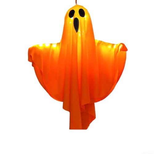 BildeeMait Warmweiße LED-Lichter zum Aufhängen, 3er-Pack mit gruseligem Gesicht für Garten, Terrasse, Rasen, Outdoor-Hof-Party und Urlaubsdekoration (Lichter in Orange) von BildeeMait